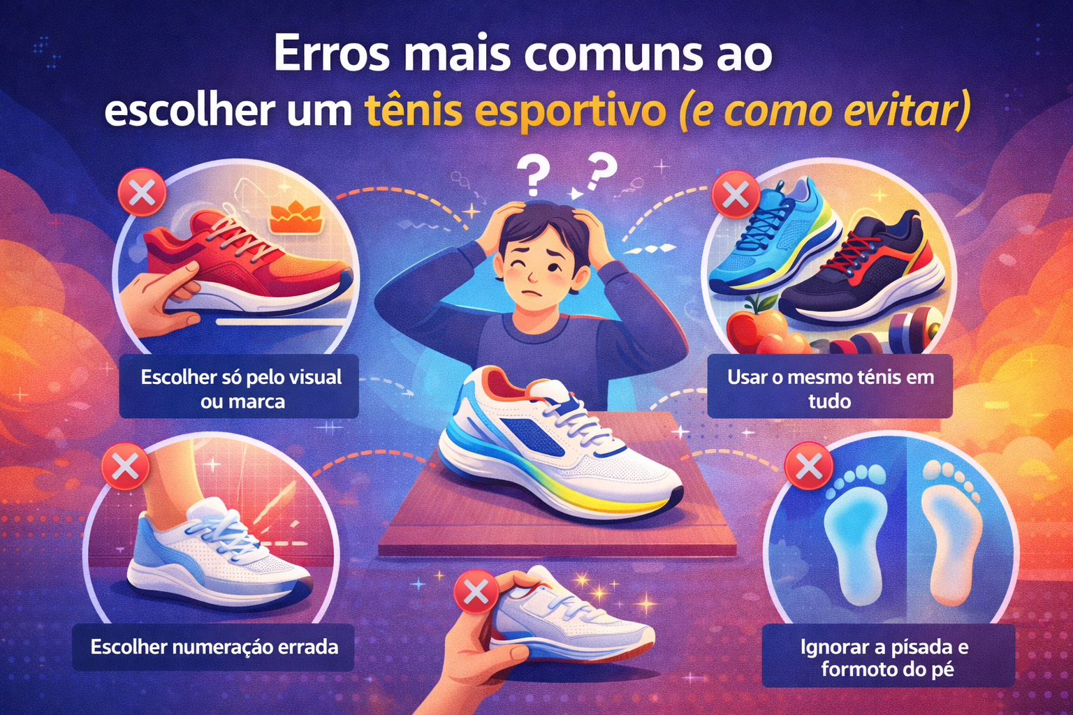 erros mais comuns ao escolher um tênis esportivo
