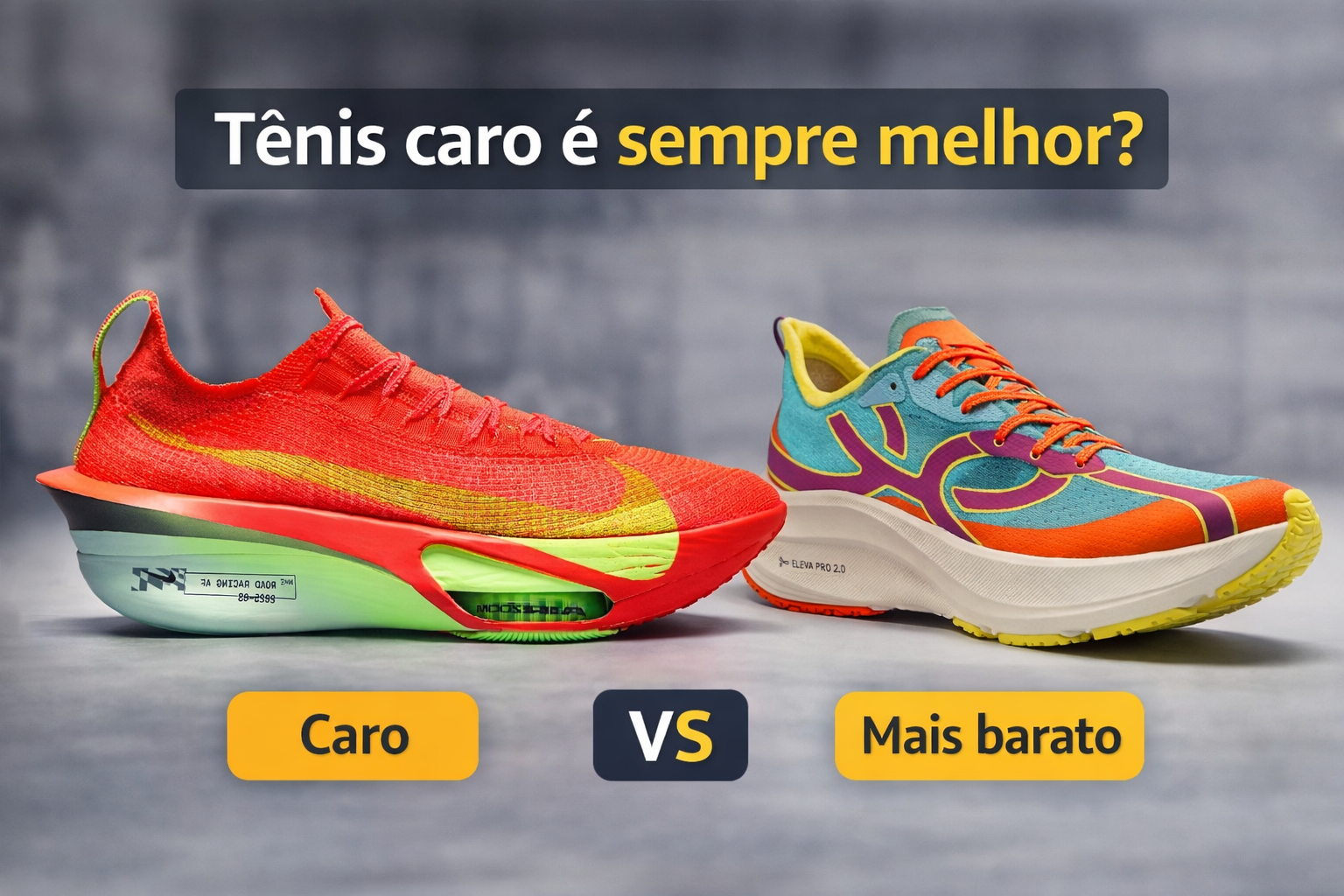 comparação entre tênis caro e tênis mais barato para treino